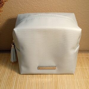 NEW SkinCeuticals Textured Pastel Blue Cosmetic Bag Case with Tassel Zipper Pull